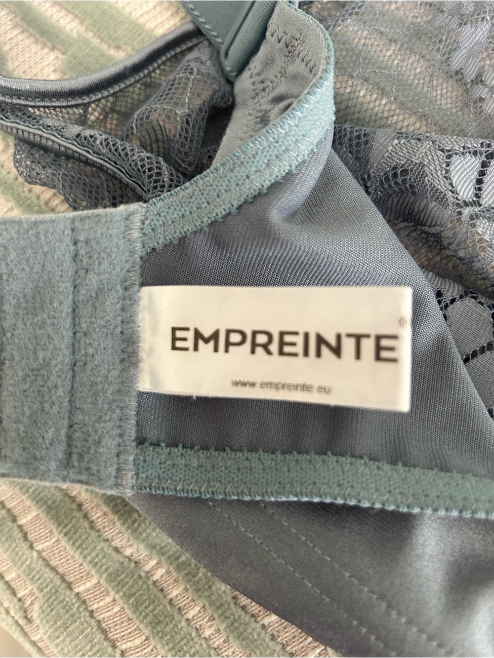 French Brand Empreinte. Melody Underwire Lace Bra - Steel Blue - Picture 4 of 5